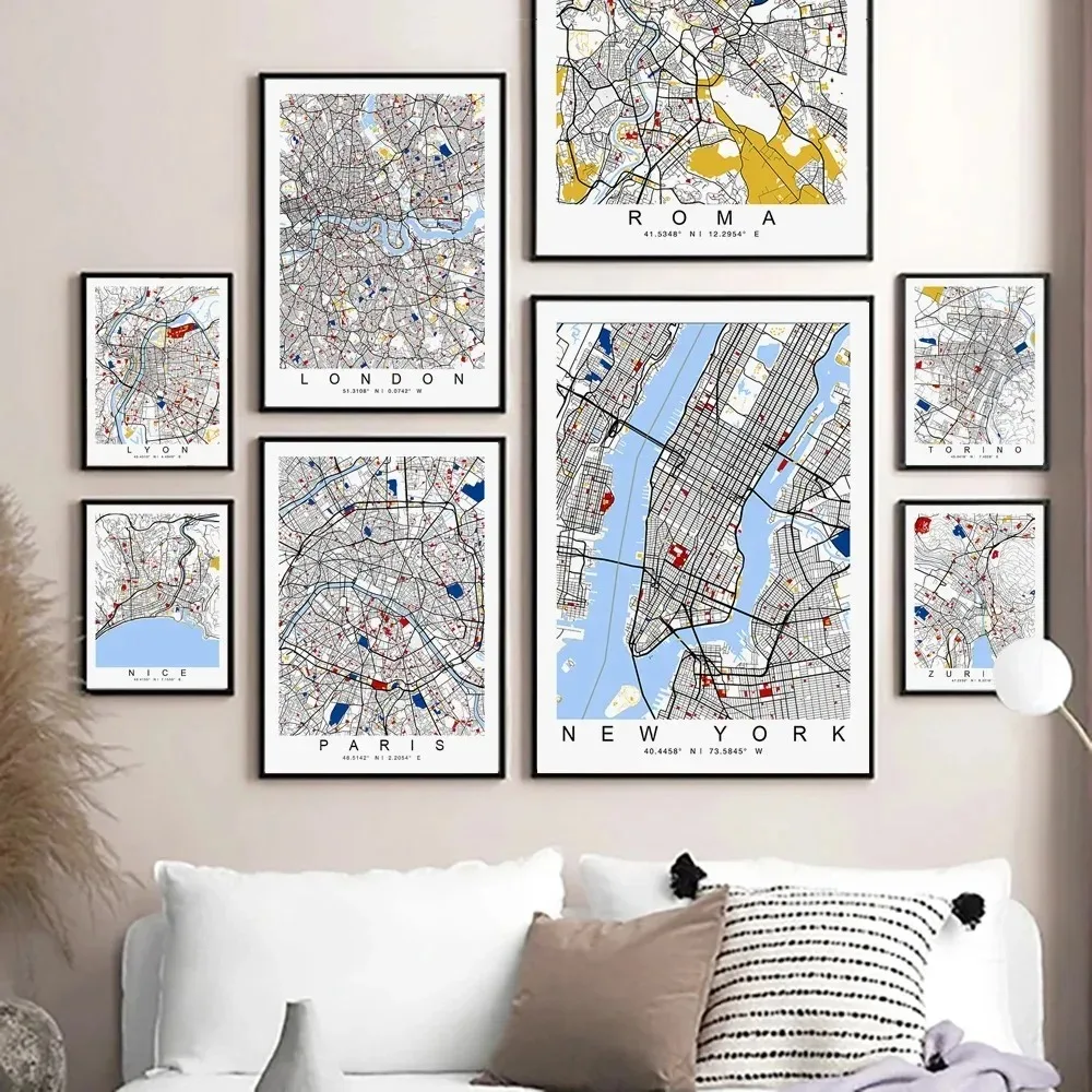 Home Office Of London - 1pc 프레임리스 뉴욕 런던 파리 컬러