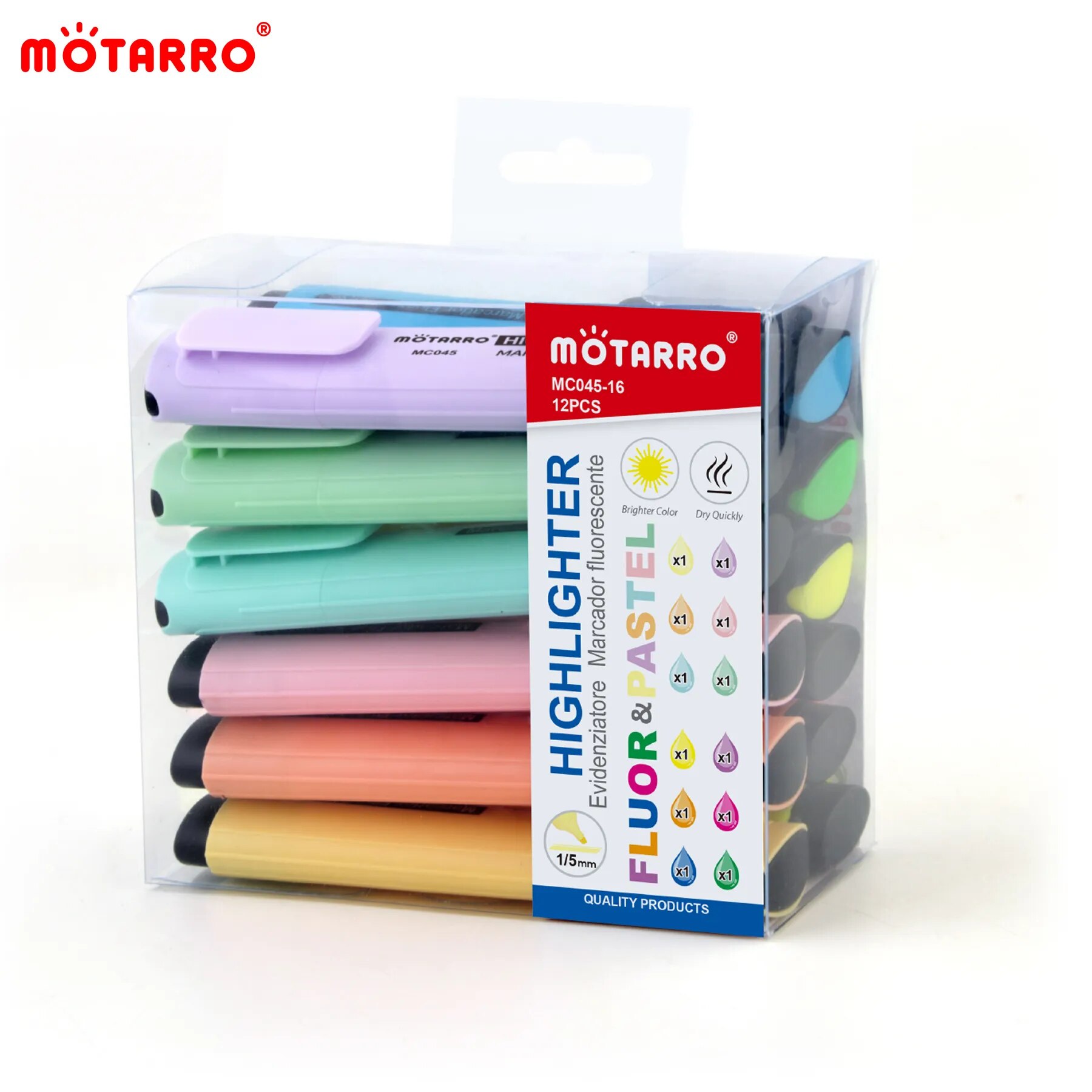 Stabilo Marker Boss - MOTARRO 12Pcs Pvc 박스 마커 형광