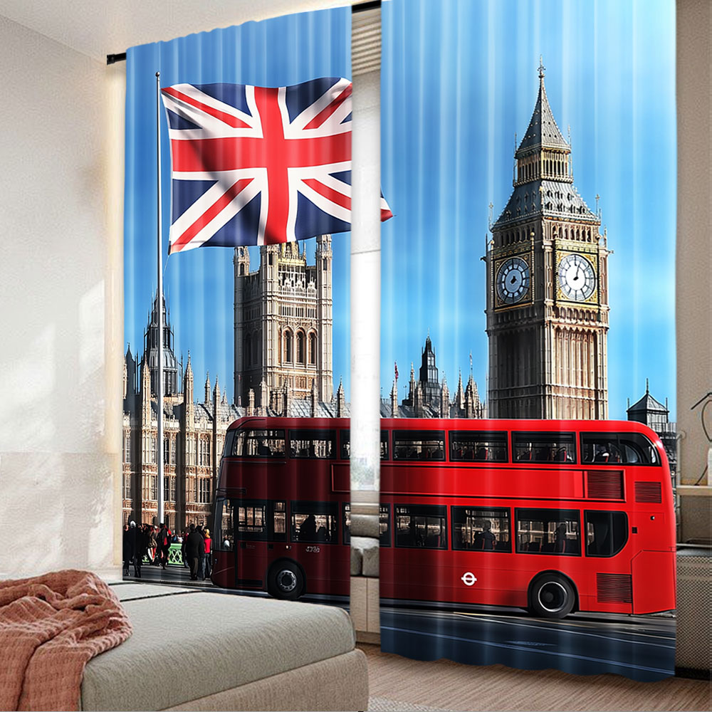 Home Office Of London - 2Pcs 빅 벤 런던 스트리트 배경