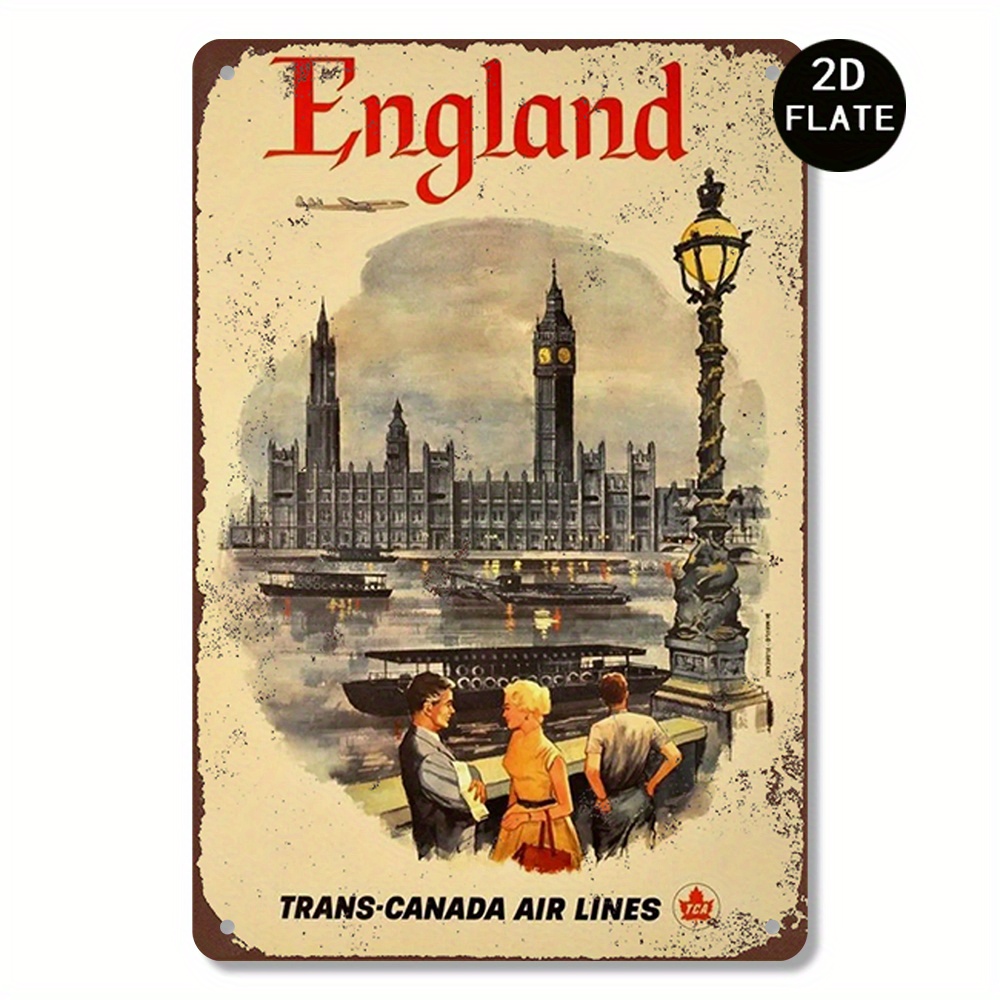 Home Office England - 빈티지 스타일의 영국 여행용 금속 벽