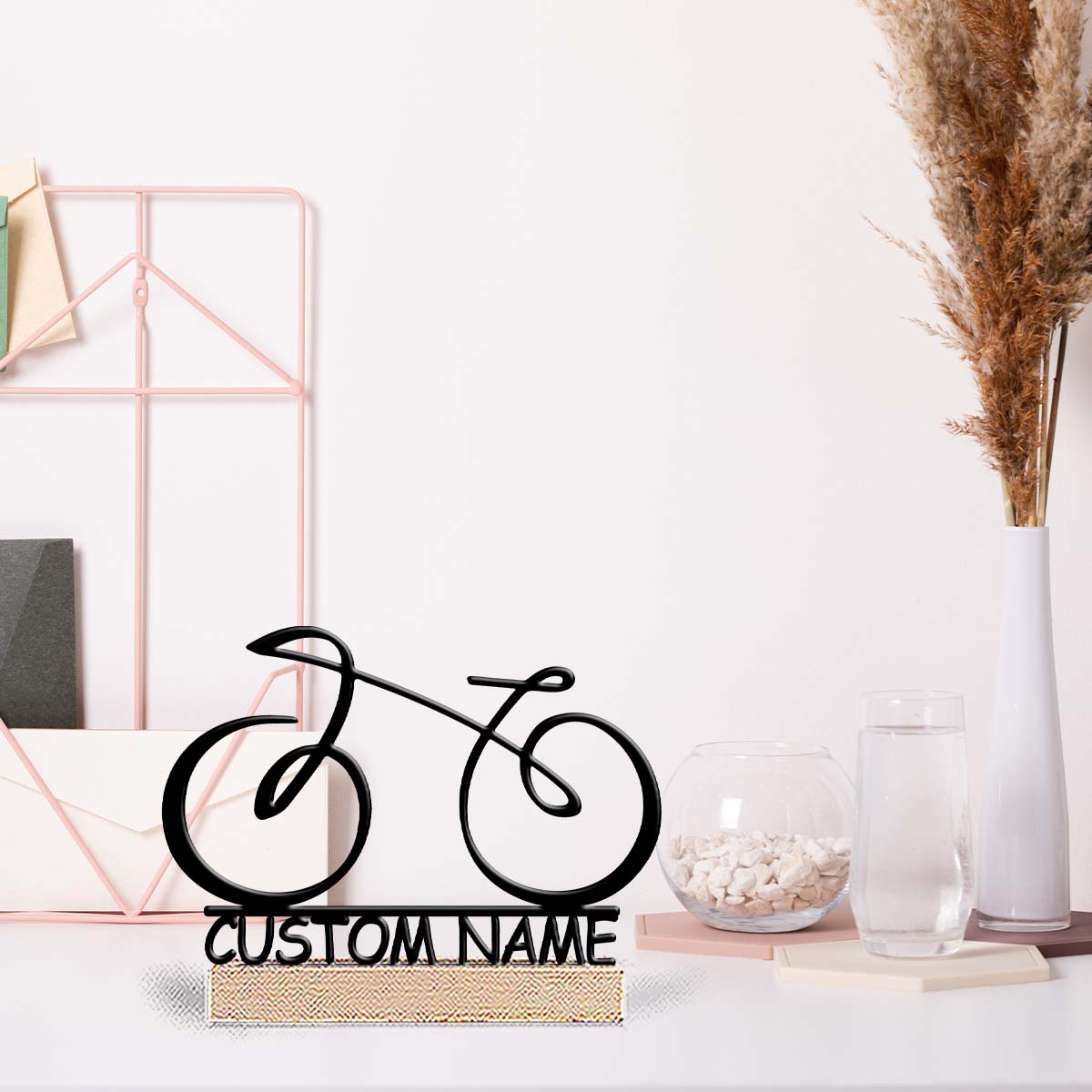1Pc Csutom Name 모던 라인 자전거 나무 베 - Home Office Gifts 리뷰 및 가격