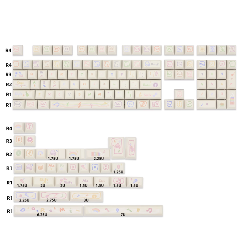 142 키 뮤지컬 노트 PBT 키캡 KCA 프로필 염료 - Home Office Layout 리뷰 및 가격