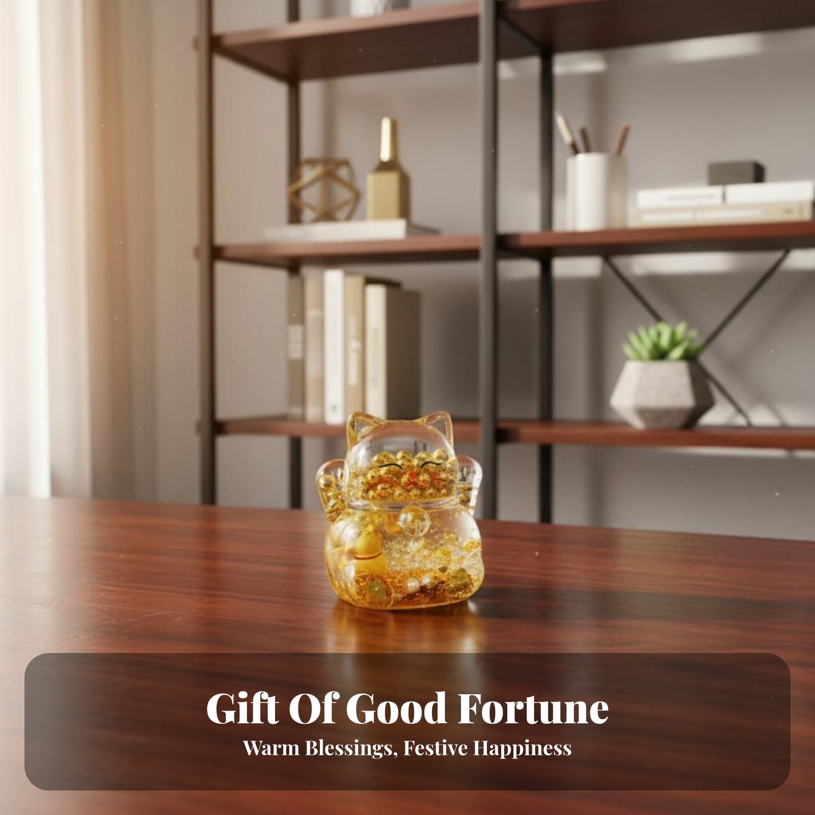 행운의 고양이 장식품, 반짝이는 금구슬, 액체 모래,  - Home Office Gifts 리뷰 및 가격