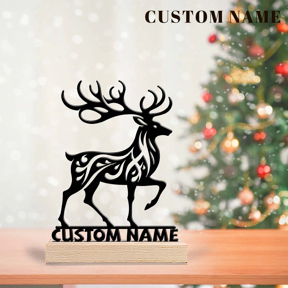 1Pc Csutom 러닝 디어 나무 베이스 금속 예술  - Home Office Gifts 리뷰 및 가격