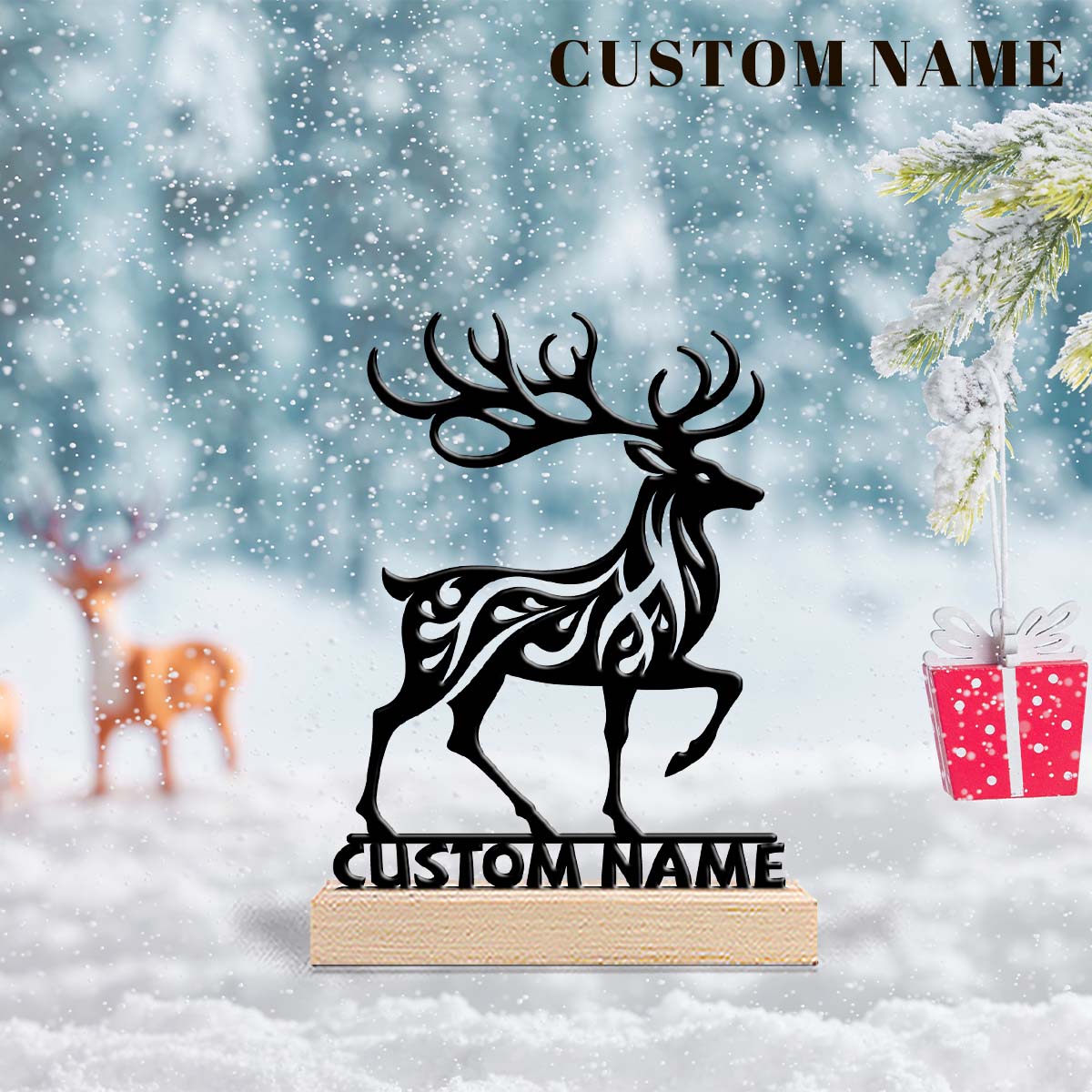 1Pc Csutom 러닝 디어 나무 베이스 금속 예술  - Home Office Gifts 리뷰 및 가격