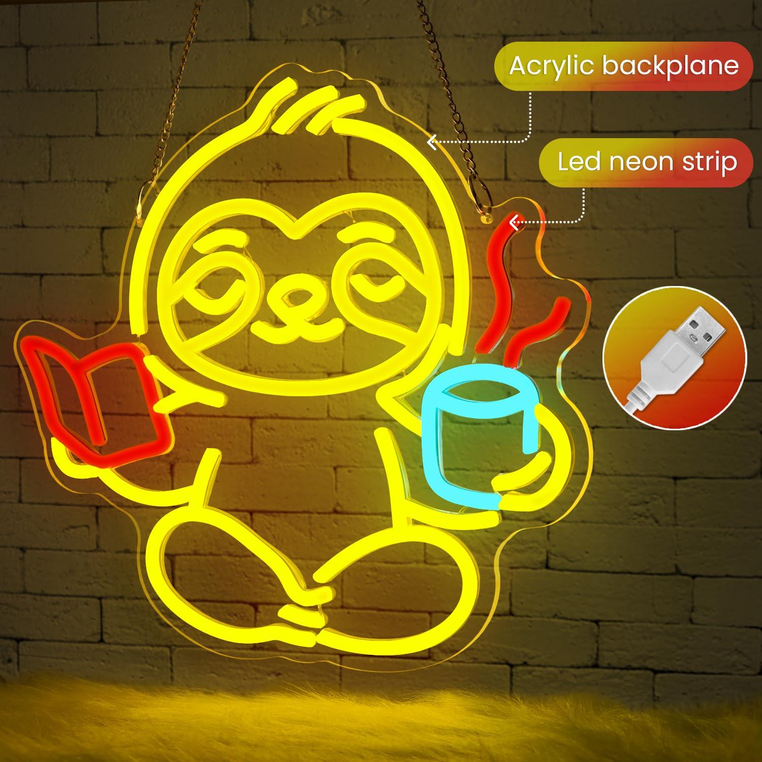 나무늘보 네온사인 USB 디밍 가능 LED 조명 침실  - Home Office Gifts 리뷰 및 가격
