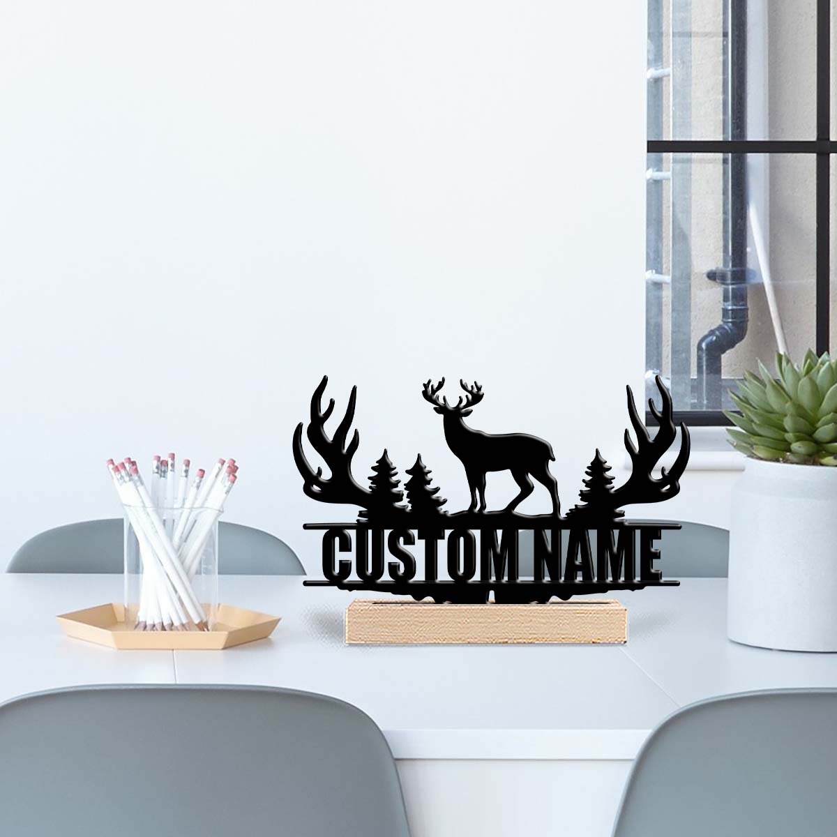 1Pc Csutom 숲 사슴 나무 베이스 데스크탑 금속 - Home Office Gifts 리뷰 및 가격