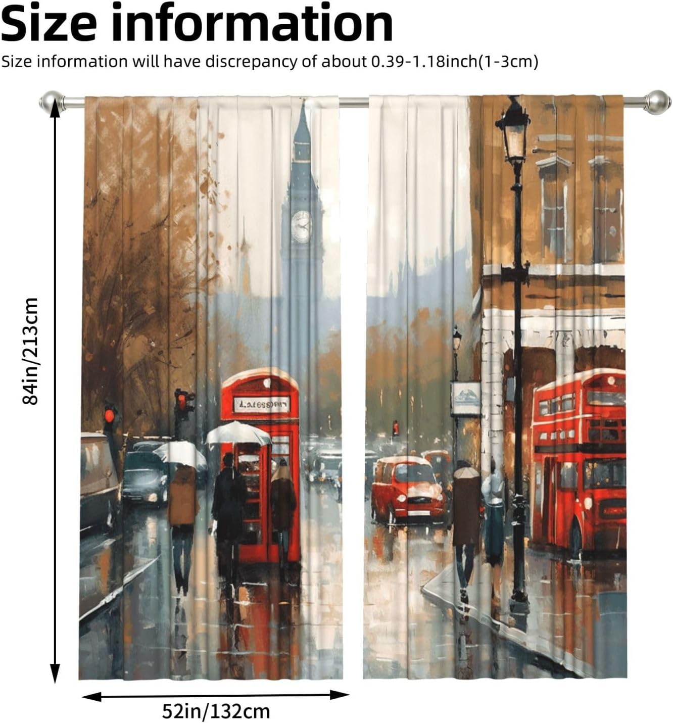 빈티지 런던 스트리트 아트 커튼 폴리에스터 창문 커튼  - Home Office Of London 리뷰 및 가격