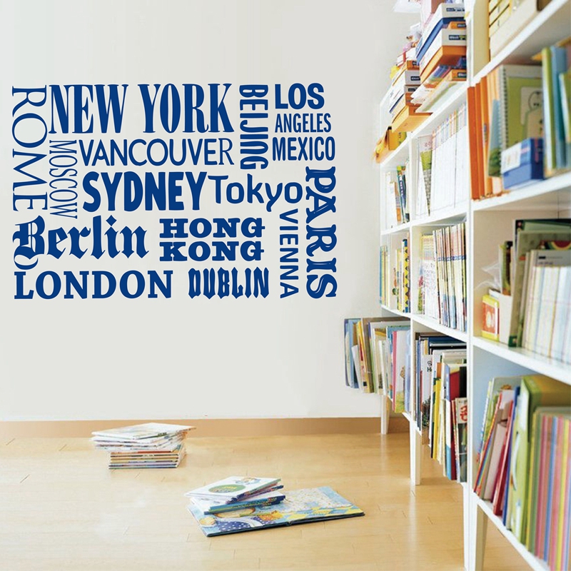 뉴욕 런던 파리 견적 벽 스티커, 세계 도시 이름 비닐 - Home Office Of London 리뷰 및 가격