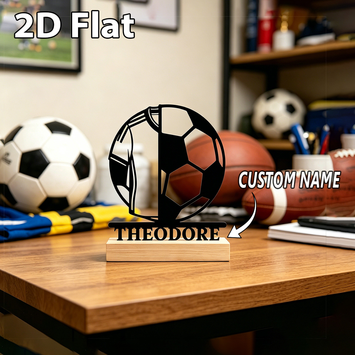 1Pc Csutom 축구 축구 나무 베이스 금속 예술  - Home Office Gifts 리뷰 및 가격