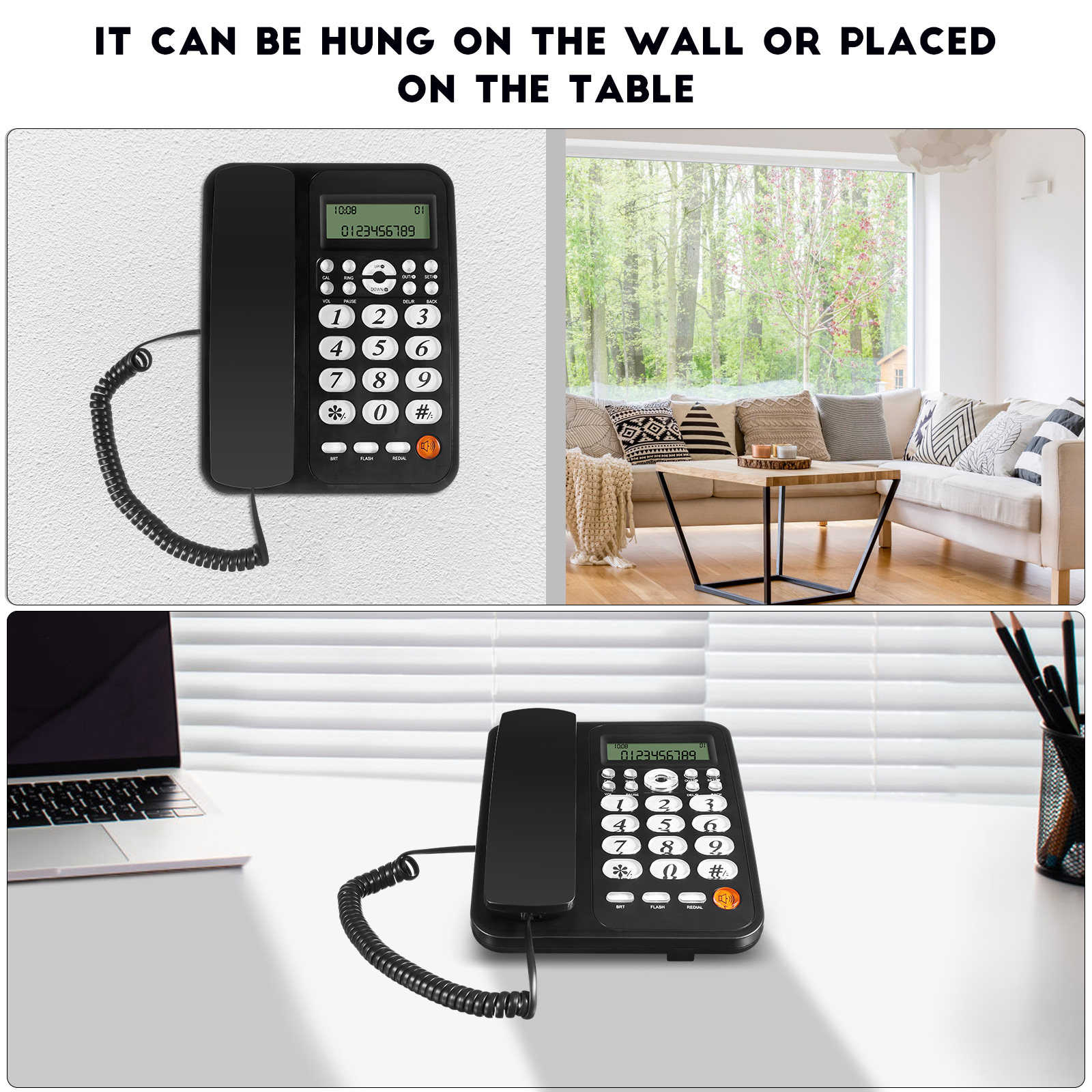 발신자 ID 표시 기능이 있는 유선 전화기, 큰 숫자로 - Home Office Phone Number 리뷰 및 가격